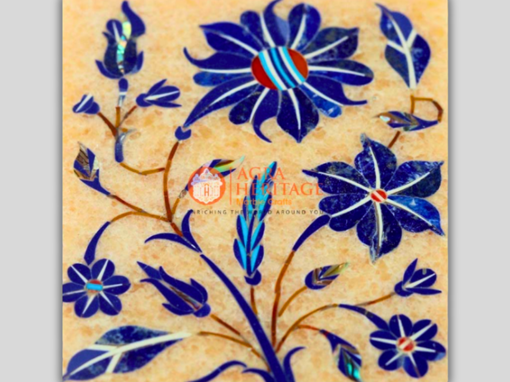 Marble Jewelry Box Lapis Lazuli Inlay Floral Arts